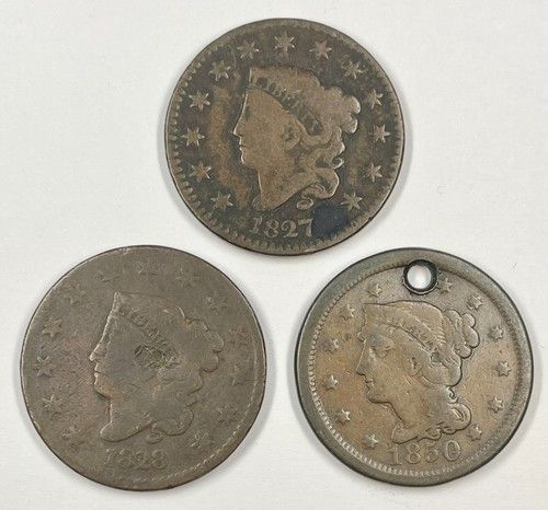 United States 1827 / 1828 / 1850 - Large Cent (x3) - Liberty Head - USA (TC520)