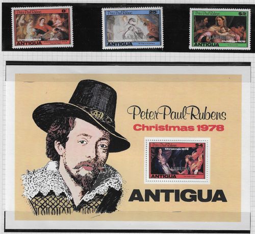 ANTIGUA/BARBUDA 1978 ALBUM PAGE SG433-MS436, CHRISTMAS, WORKS BY DURER, M.N.H. — image 1
