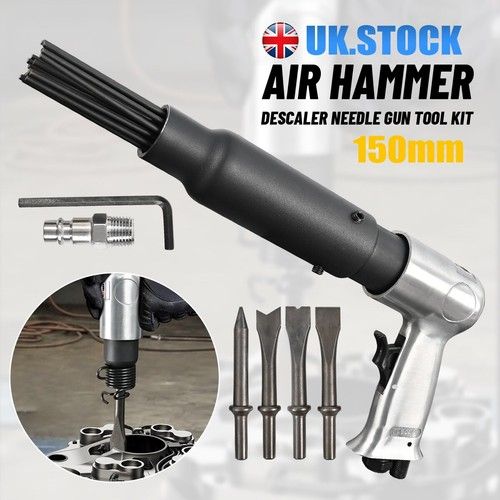 Air Pneumatic Gun Needle Scaler w/ 4 Hammer Chisel Kit Rust Weld & Paint Remover