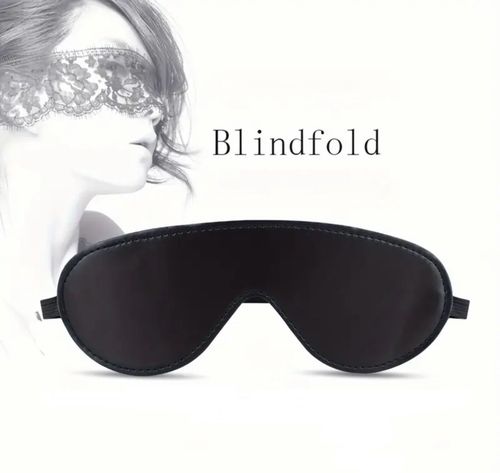 Blindfold Leather PU Eye Cover Mask Couples Bondage Romantic Sexy Erotic - Black — image 1