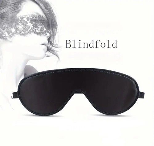 Blindfold Leather PU Eye Cover Mask Couples Bondage Romantic Sexy Erotic - Black