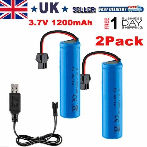 1S 3.7V 1200mAh Lipo Battery with USB Charger Cable for RC Car Vehicle Boat UK