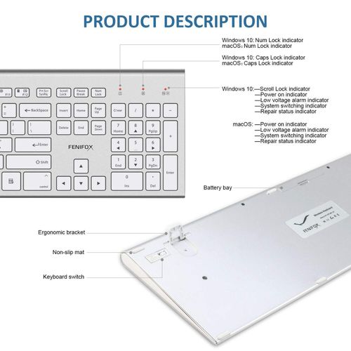 Full-Size Dual System Switching Double Ergonomic USB Wireless Keyboard and Mouse — image 6