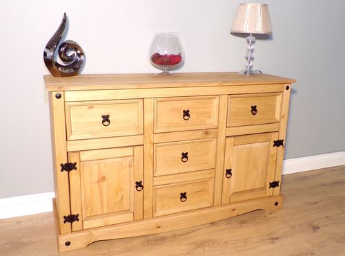 Corona Sideboard Large 2 Door 5 Drawer Solid Wood Mexican Pine Wooden Cabinet — image 9
