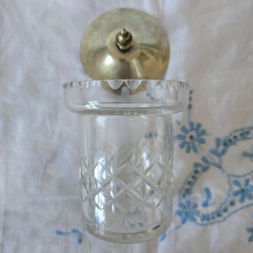 Vintage Cut Glass Preserve Jar EPNS Silver Plate Lid Condiment Pot 12cm — image 8