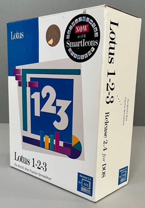 Vintage 1992 Lotus 1-2-3 Release 2.4 for DOS package, disks, manuals, very good