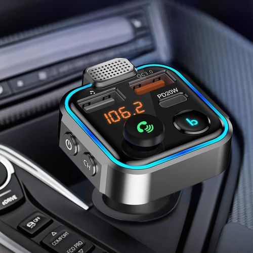 WQPRA Car FM Transmitter, Wireless Bluetooth 5.0 Radio Adapter Car Kit — image 6