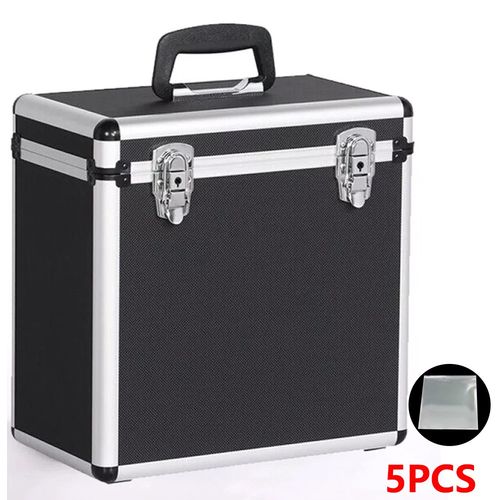 Vinyl LP Storage Box 12" Vinyl Record Storage Case Heavy Duty Lockable Box Black — image 2