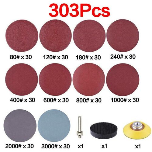 303PCS 2Inch Sanding Discs Pad Kit for Drill Grinder Rotary Tools + Backing Pad — image 2