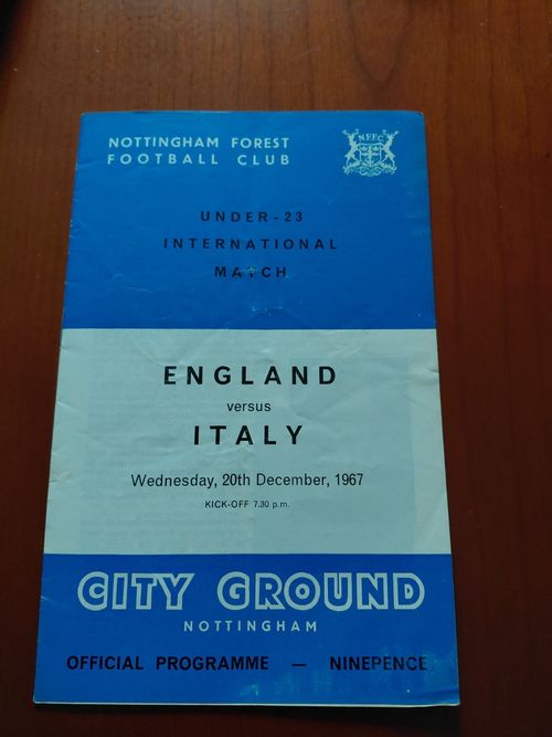 England v Italy match programme 20 December 1967 — image 1