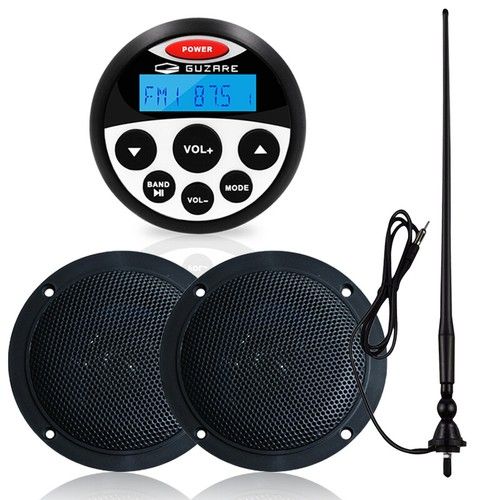 Marine Audio System kit Bluetooth Stereo Receiver with Boat Speakers 120W Pair