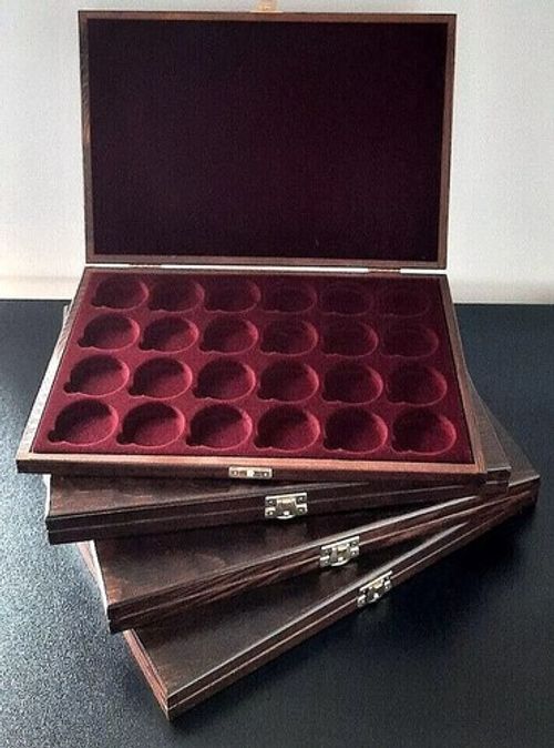 Luxury Wooden Box Case Storage Display Tray Britannia 1oz Coins in Capsules
