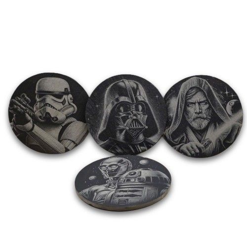 Star Wars Disney Slate Coasters Set of 4 Engraved Drinks Mats Gift Housewarming