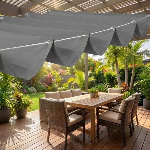 Wave Retractable Sun Shade Canopy Garden Sunshade Net Outdoor Balcony Sun Awning