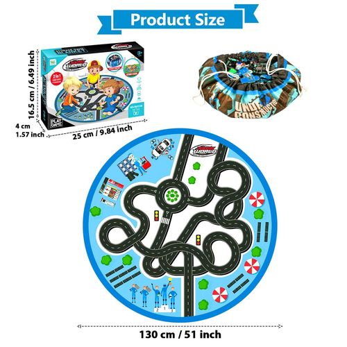 2-in-1 Road Play Mat & Drawstring Tidy Bag - 130 cm City Car Map Storage Bag — image 5