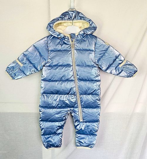 Michael Kors Baby Blue Hooded Puffer Snowsuit Full Zip Lined Padded 3-6M — image 1