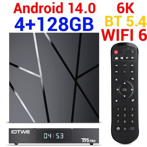 2026 Android 14.0 Smart TV Box 4GB+128GB Quad Core 6K HDR Media Player WIFI