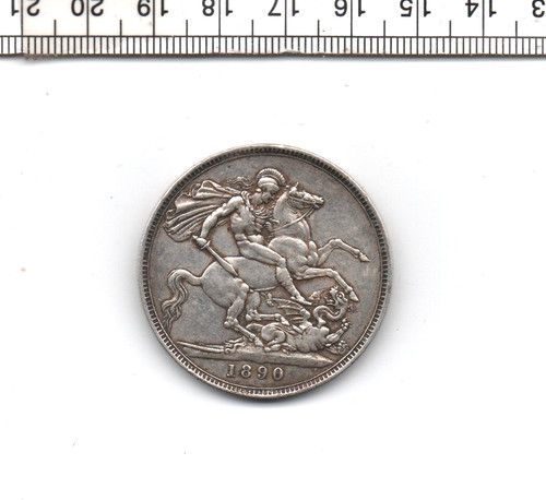 1890 JUBILEE HEAD QUEEN VICTORIA  STERLING SILVER 92.0% EF CROWN (027)