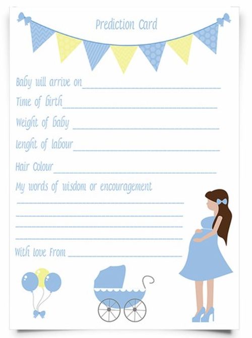 Baby Shower Games, Party Prediction Cards Game, Mum Keepsake Mummy Blue Boy x10