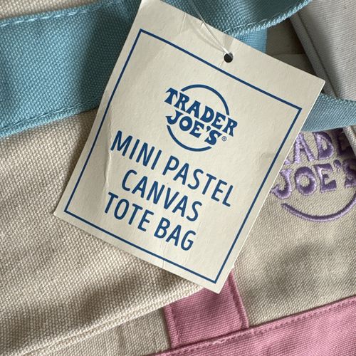 Trader Joe’s Mini Pastel Canvas Tote Bag Set, Multicolour, Foldable, 4 Pack, New — image 3