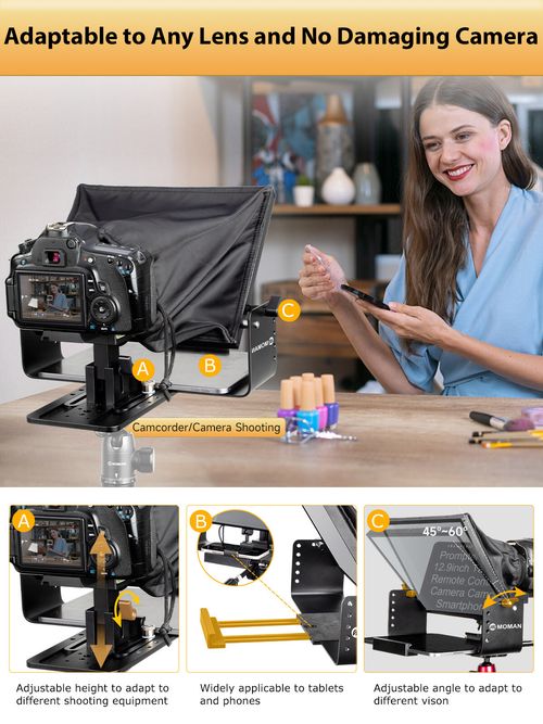 Moman MT12 Teleprompter 12in Metal Prompter Kit for DSLR Camera Camcorder  — image 3