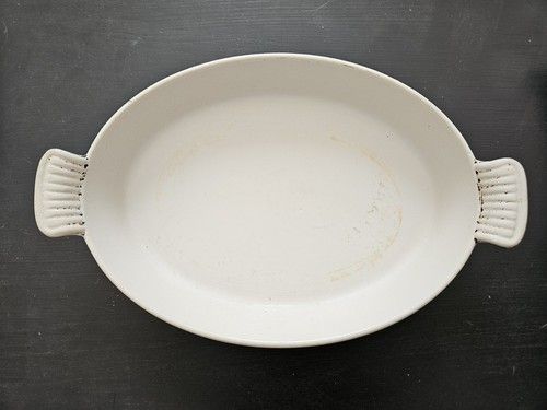 LE CREUSET COUSANCES 32CM CAST IRON VOLCANIC ORANGE GRATIN/ROASTING/BAKING DISH.