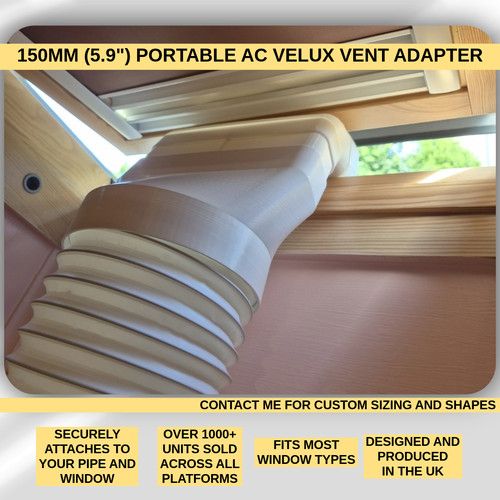 High Flow Skylight Air Con Window Vent Adapter Connector AC 150mm 5.9"