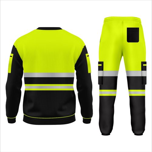 HI VIZ VIS SWEATSHIRT SUIT FLEECE VISIBILITY REFLECTIVE WORKWEAR TROUSER SET — image 3