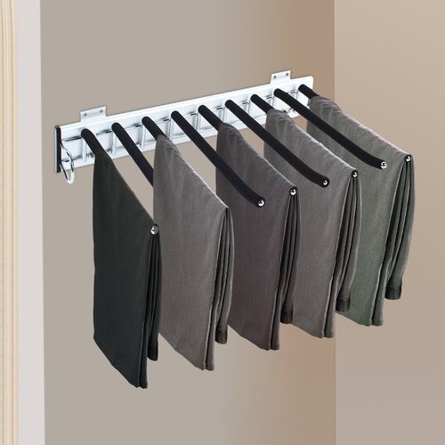Heavy Duty Wardrobe Pull-out Trouser Rack w/Silent Rail Left Mounting Steel Rack — image 5
