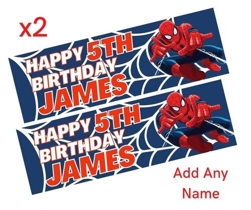 2x Personalised Marvel SpiderMan Birthday Banner LARGE Poster ADD ANY NAME AGE