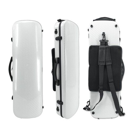 Deal Violin Hard Case 4/4 Full Size Carbon Fiber Material with BackStraps White
