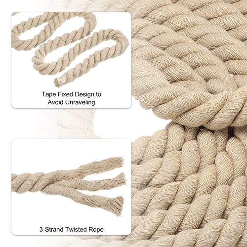 10' Tug of War Rope for Adults Teen Twisted Cotton Rope with Flag Khaki — image 3