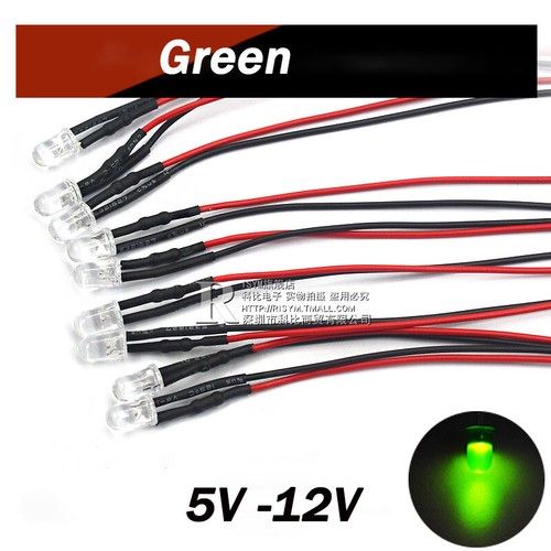 Pre-Wired LEDs 3mm/5mm Ultra Bright : 5V ~ 12V : Various Colours Prewired