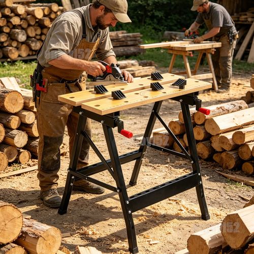 Foldable Wooden Workbench Bench Work Portable Clamping Worktop Table DIY 100KG — image 1