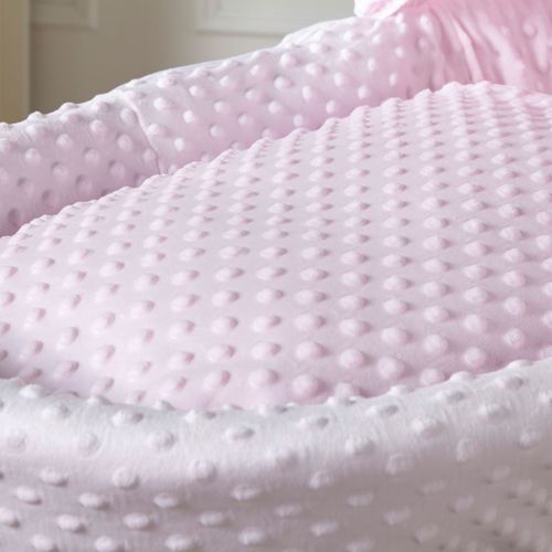 Baby Moses Basket With Stand - Pink Dimple / Grey Wicker | Bedding And Mattress — image 7