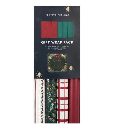 Festive Gift Wrapping Pack Set - christmas Themed Set Wrapping Paper