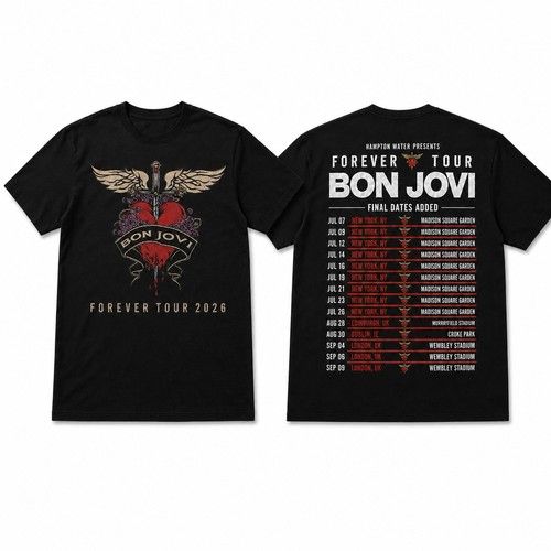 Bon Jovi Forever Tour T-Shirt – Vintage Rock Band Concert Tee T Shirt Fan UK