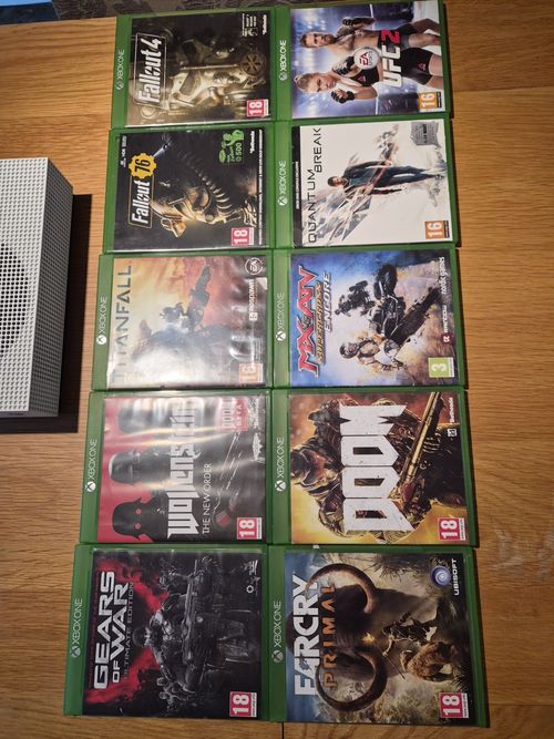 Microsoft Xbox One S 1TB White Console Bundle w/ Power Cable,hdmi & 10 Games Lot — image 2