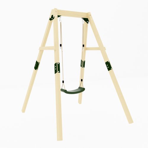 GALACTICA Outdoor Wooden Frame Single Plastic Swing, Garden Swing for Kids Play — image 3