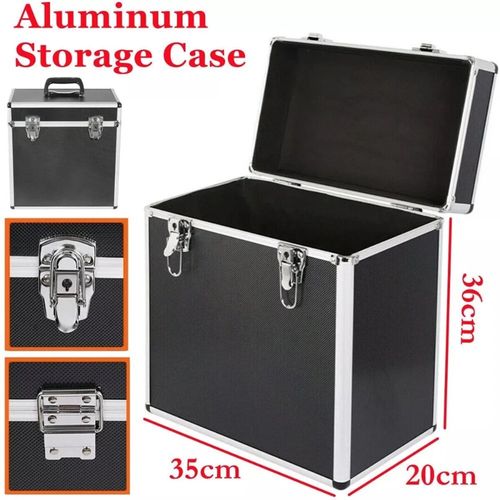 Vinyl LP Storage Box 12" Vinyl Record Storage Case Heavy Duty Lockable Box Black — image 3