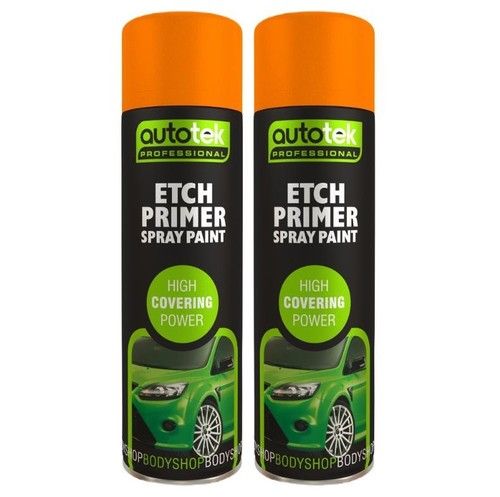 Autotek Etch Primer Multi-Purpose Aerosol Spray Paint 500ml x2