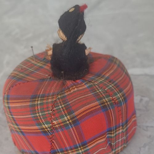 Vintage Tartan Fabric Pin Cushion Doll Sewing Pin Cushion (Pins Included) — image 2