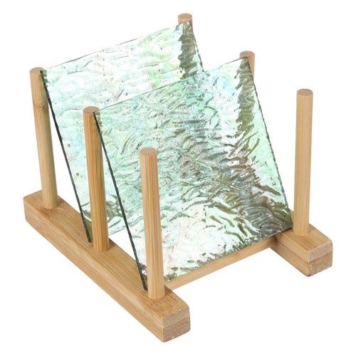 4 x 4 Inch Stained Glass Sheets, 2 Sheets Art Glass, Blue Glass Wave Pattern