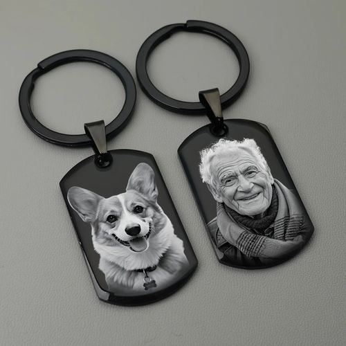 Keychain Personalised Custom Engraved Picture Your Photo Keyring Wedding Gift — image 6