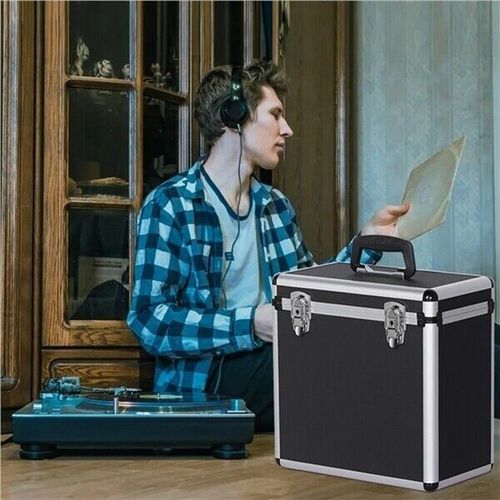 Vinyl LP Storage Box 12" Vinyl Record Storage Case Heavy Duty Lockable Box Black — image 15