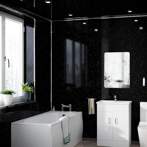 Black Galaxy Cladding Modern PVC Panels Shower Wet Wall Panels 2700x250x5mm
