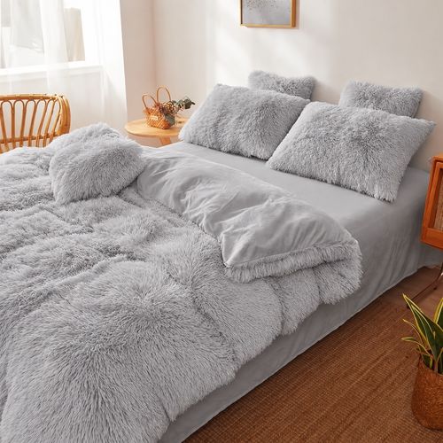 Fluffy Long Faux Fur Duvet Cover Shaggy Teddy Fleece Soft Warm Winter Bedding — image 8
