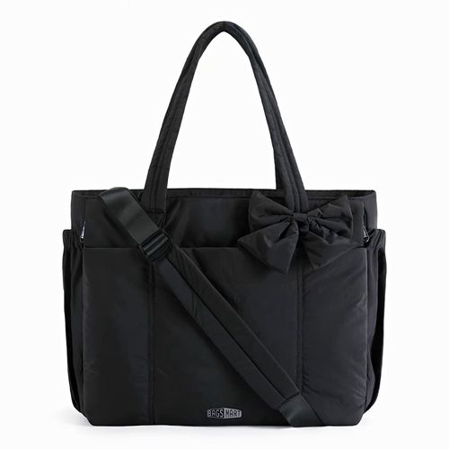 Bags Mart Black Solid Changing Bag Tote with Bow & Shoulder Strap — image 1