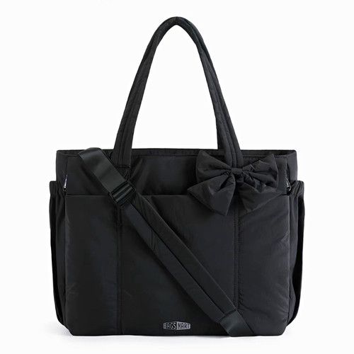 Bags Mart Black Solid Changing Bag Tote with Bow & Shoulder Strap