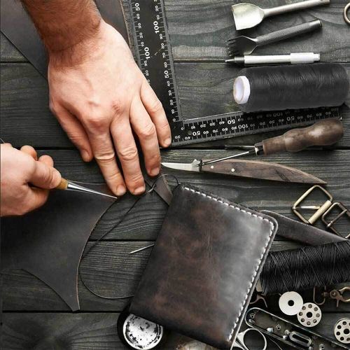 18* Stitching Sewing Beveler Punch Working Hand Tools Leather Craft Tool Kit — image 5